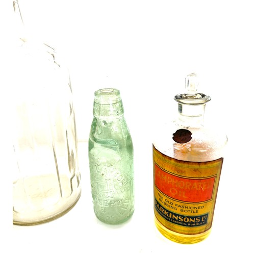 71 - Vintage poison bottle, earthenware bottle, codd bottle and a advertising bottle