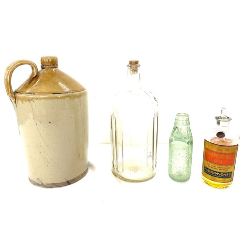 71 - Vintage poison bottle, earthenware bottle, codd bottle and a advertising bottle