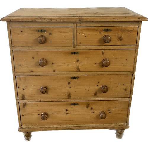 571 - Victorian pine 2 over 3 Chest, approximate measurements: Height 42 inches, Width 36 inches, Depth 16... 