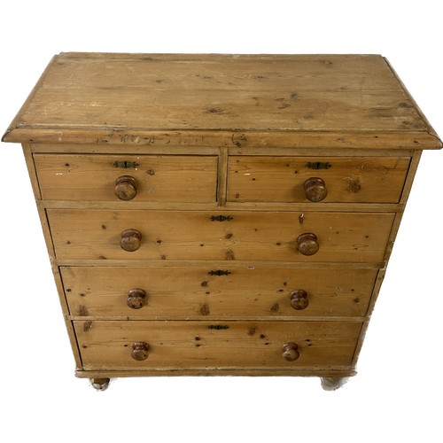 571 - Victorian pine 2 over 3 Chest, approximate measurements: Height 42 inches, Width 36 inches, Depth 16... 