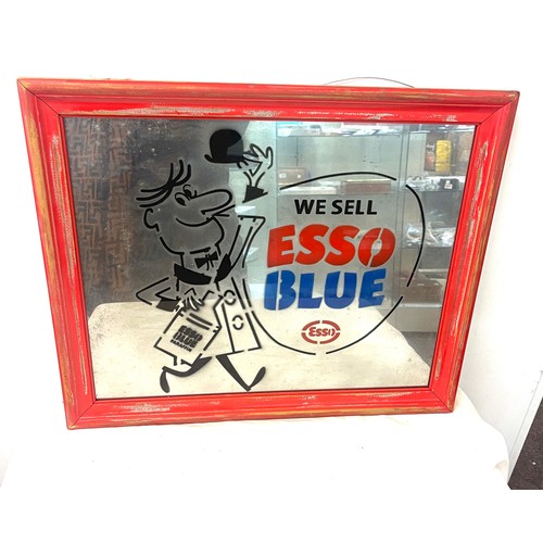 33 - Esso blue advertising mirror measures approximately 19 inches tall 23 inches wide