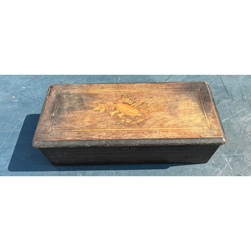 98 - Vintage musical wooden box, no key, measures approximately