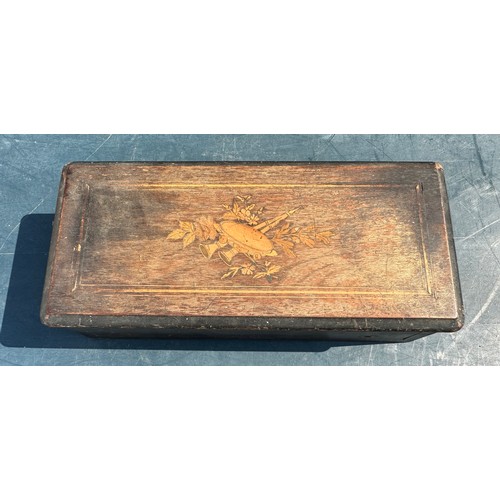 98 - Vintage musical wooden box, no key, measures approximately