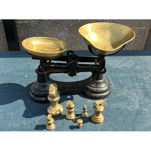 86 - Vintage scales and brass weight, marked made in England