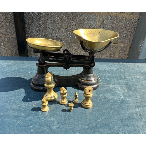 86 - Vintage scales and brass weight, marked made in England