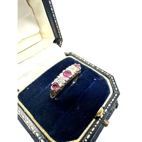 344 - 9ct gold ruby & diamond  ring (2.2g)