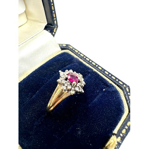 342 - 9ct gold ruby & diamond ring (2.2g)