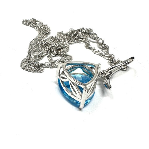 260 - 9ct white gold blue topaz & diamond pendant necklace (4.8g)