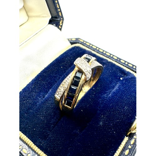 261 - 9ct gold sapphire & diamond  dress ring (2.8g)