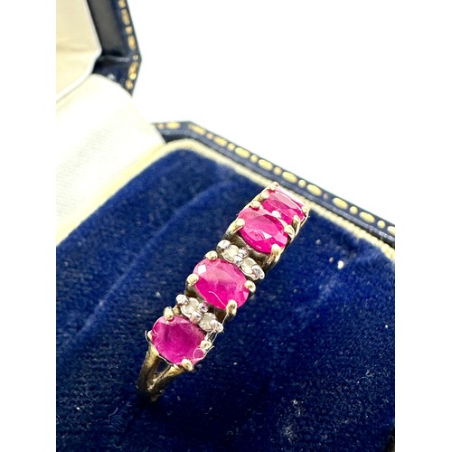 218 - 9ct gold ruby and diamond ring (2.7g)