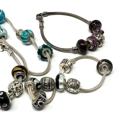 416 - X 4 .925 Mixed Brand Charm Bracelets (111g)