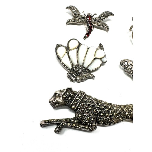 445 - X 5 .925 Marcasite Animal Brooches (59g)