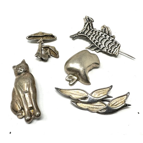 400 - X 5 .925 Brooches Inc Animals (40g)