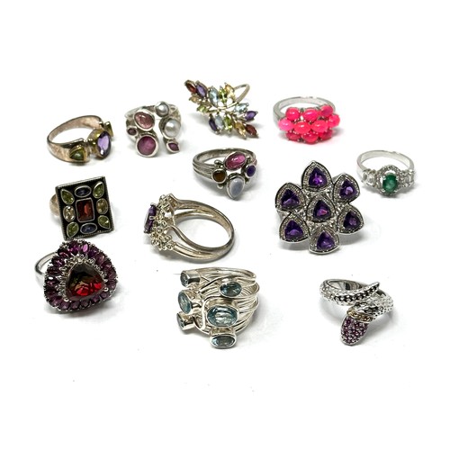 448 - X 12 .925 Gemstone Rings Inc Tggc (87g)