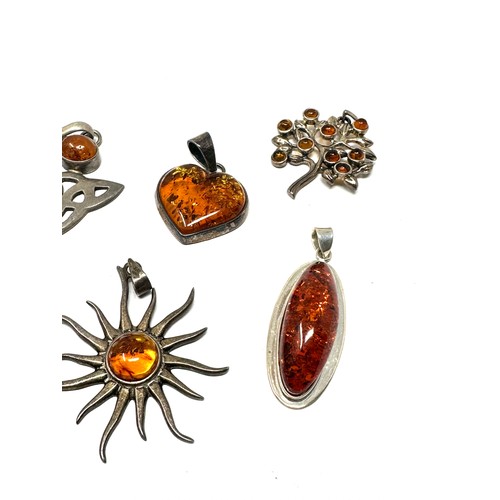 433 - X 6 .925 Amber Pendants (56g)