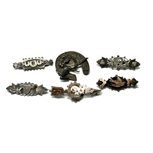 447 - X 6 .925 Antique Brooches (32g)