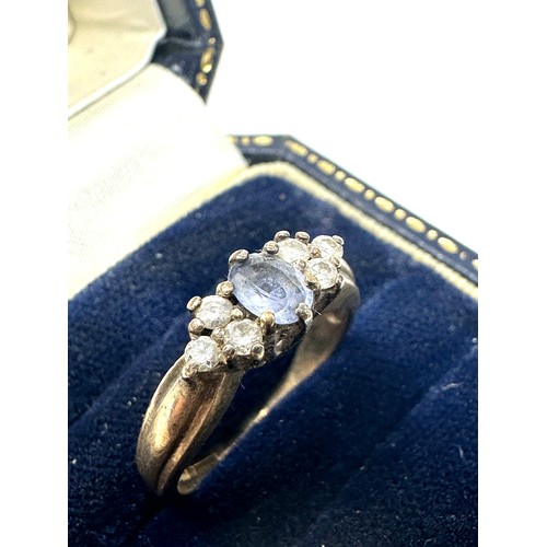 233 - 9ct gold sapphire & diamond cluster dress ring (3.2g)