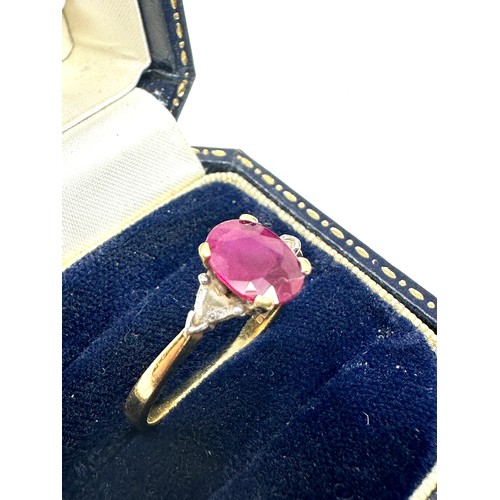 199 - 9ct gold diamond and ruby  ring (3.3g)