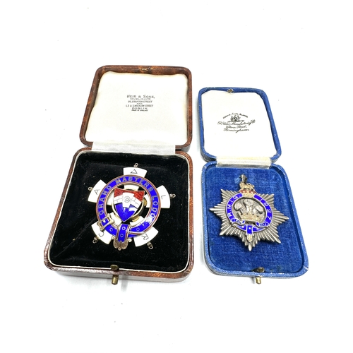 70 - 2 silver boxed masonic jewels