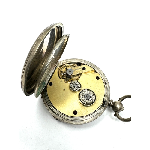 485 - Antique silver open face pocket watch the watch is ticking