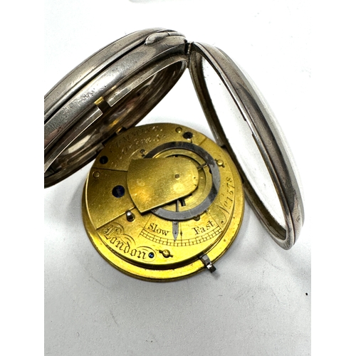 484 - Antique silver open face pocket watch fusee verge movement by cumming oxford the watch is ticking