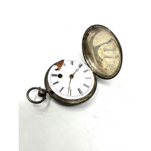 487 - Antique silver full hunter pocket watch fusee verge movement by e myers  manchester the watch is tic... 