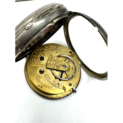 486 - Antique silver dial open face pocket watch fusee movement by burnett durham  the watch is not tickin... 