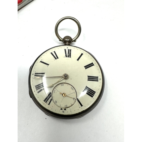 488 - Antique silver open face pocket watch fusee  the watch is ticking