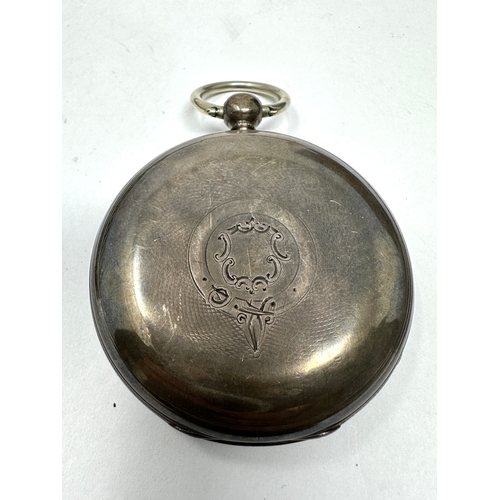 488 - Antique silver open face pocket watch fusee  the watch is ticking