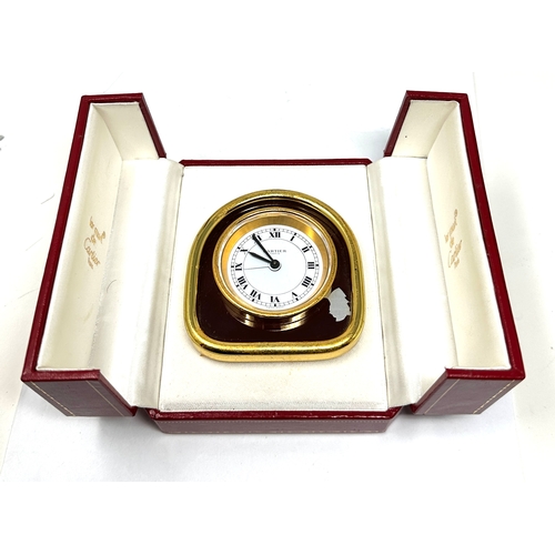 493 - Boxed Cartier les must de cartier pendulette vintage gold tone travel bedside alarm clock the clock ... 