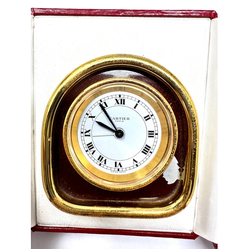 493 - Boxed Cartier les must de cartier pendulette vintage gold tone travel bedside alarm clock the clock ... 