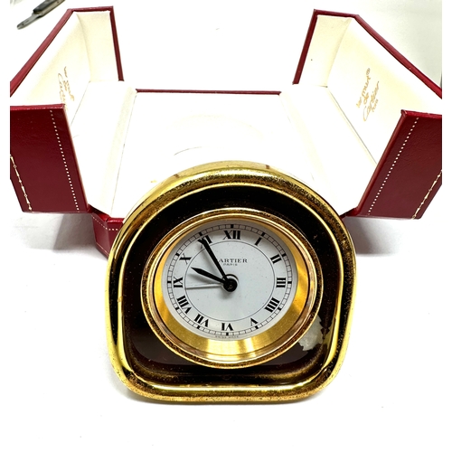 493 - Boxed Cartier les must de cartier pendulette vintage gold tone travel bedside alarm clock the clock ... 