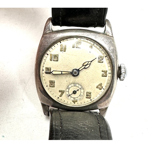 494 - Vintage silver trench style gents wristwatch