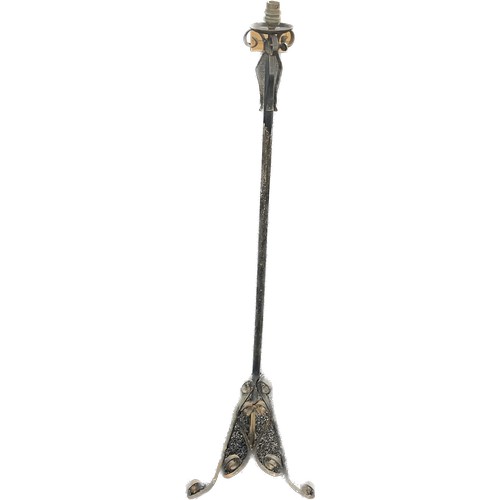 596 - Vintage extendable wrought iron lamp base, maximum height 69 inches