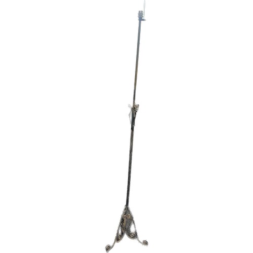 596 - Vintage extendable wrought iron lamp base, maximum height 69 inches