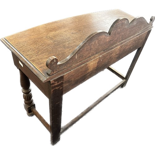 602 - Oak carved green man hall table with drawer, circa 1920's approximate measurements: Width 42 inches,... 