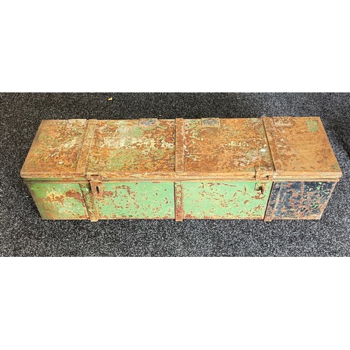 569 - Vintage metal storage trunk, approximate measurements: 11 inches tall 39.5 inches wide 11 inches dep... 