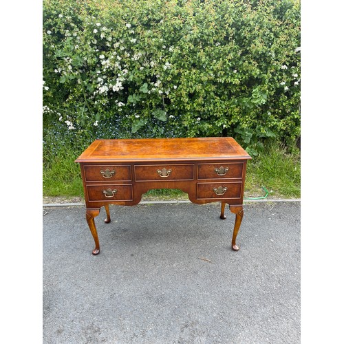 592 - Bur elm 5 drawer dressing table 43.5 inches long 20 inches depth 29.5 inches tall