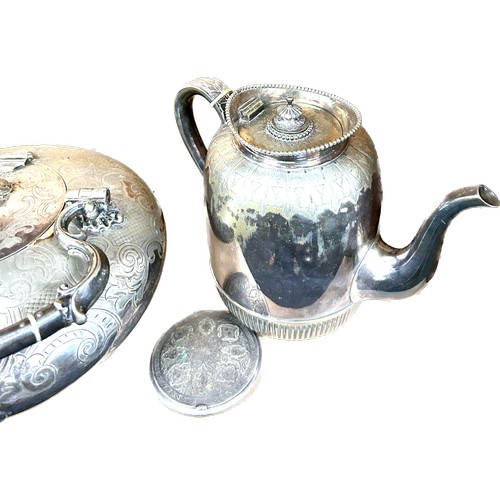 78 - Selection of vintage silver plated items includes kettle on stand, part tea service etc