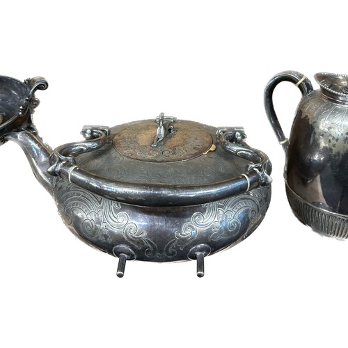 78 - Selection of vintage silver plated items includes kettle on stand, part tea service etc