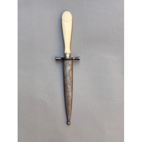 75 - Antique 19th century prostitutes dagger knife with bone grip  faint engraving to the blade length 23... 