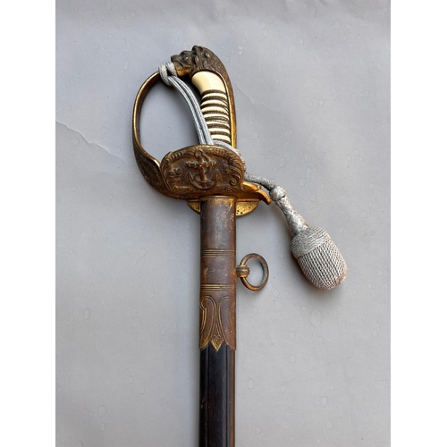 83 - Imperial German naval sword with scabbard & sword knot missing  blade