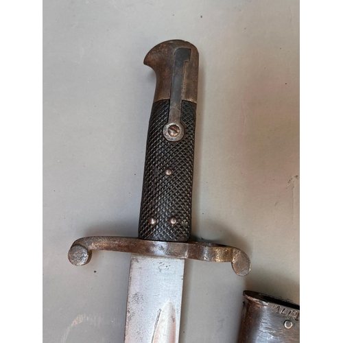 89 - 19th century Victorian British bayonet chequered grip length 72cm