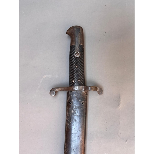 89 - 19th century Victorian British bayonet chequered grip length 72cm