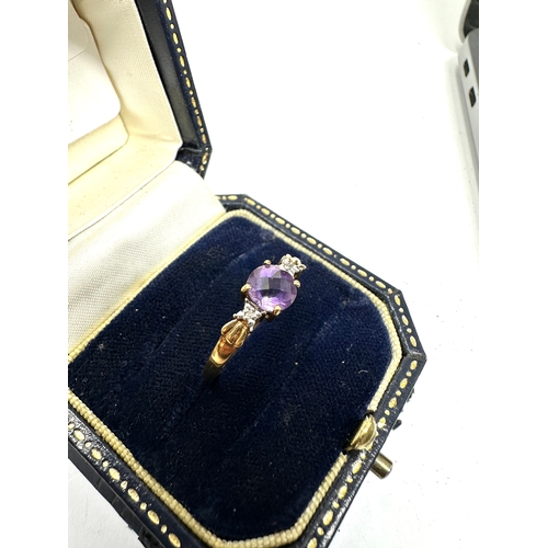 159 - 9ct gold amethyst & diamond ring 1.7g