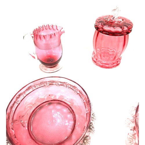 36 - 5 Pieces of cranberry glass