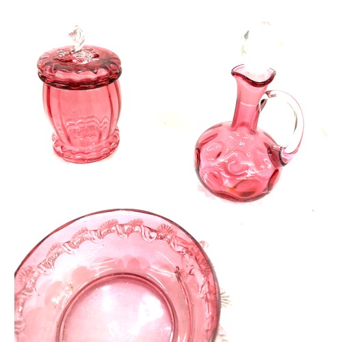 36 - 5 Pieces of cranberry glass