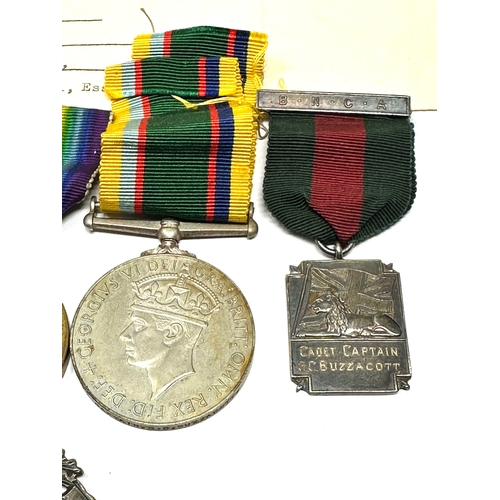 13 - WW1 -GV.1 Medal group inc ww1 pair named to lieutenant g.c.buzzacott GV.1 Cadet forces medal named c... 