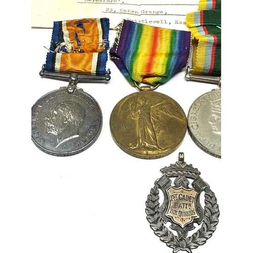 13 - WW1 -GV.1 Medal group inc ww1 pair named to lieutenant g.c.buzzacott GV.1 Cadet forces medal named c... 