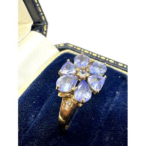 156 - 9ct gold tanzanite & diamond  ring (2.4g)